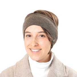 LIERYS Mono Classic Headband Women / Men (7.5 cm Wide) - Made in Germany - Ear Warmers Lined with Fleece - Knitted Band One Size (55-60 cm) - Headband with Lining Autumn/Winter, beige