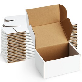 Poever Shipping Boxes 6x4x3 inches Small Mailing Boxes 25 Pack White Cardboard Corrugated Box Mailers