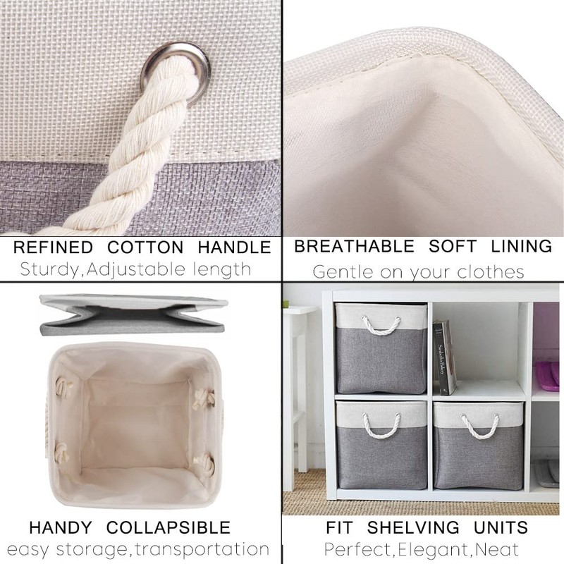 Mangata Fabric Storage Basket, Canvas Cube Storage Boxes 25x25x25cm for