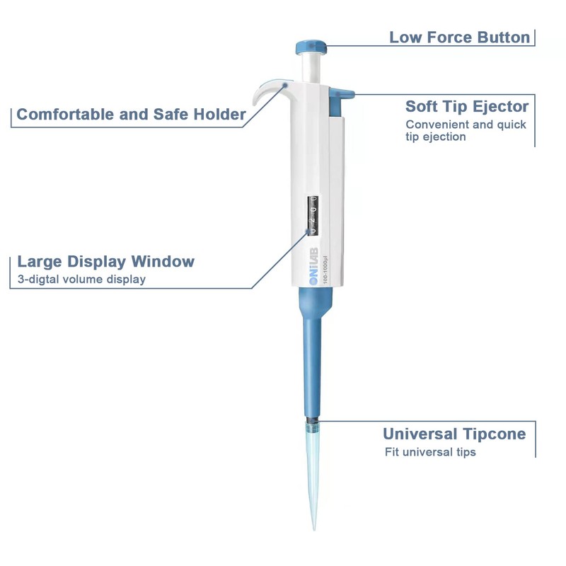 ONiLAB 1000-5000μl Laboratory Single-Channel Pipette Scientific Laboratory Micropipette Manual Adjustable