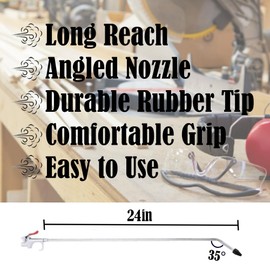 Air Compressor Blow Gun with 24" Extension Nozzle, 1/4" NPT Rubber and Metal Safey Tip Accessory Tool for Long Reach Cleaning, Dusting and Inflation