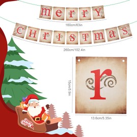 Vintage Merry Christmas Banner, Retro Christmas Decorations Traditional Old Fashioned Christmas Party Banner Merry Christmas Garland Sign for Home Office Xmas Party Fireplace Indoor Decor
