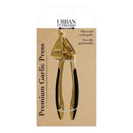 Urban Cupboard Premium Garlic Press, Mince and Crush Cloves, Built-In Cleaner, Comfortable Handle, Dishwasher Safe, Gold