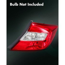 SCITOO Tail Light Assembly Fit 2012-2013 for Honda Civic Red Housing Pair Tail lights 33500TR0A01