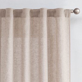 jinchan Linen Curtains 84 Inches Long for Living Room Farmhouse Rod Pocket Back Tab Light Filtering Window Drapes for Bedroom Curtains Taupe 2 Panels