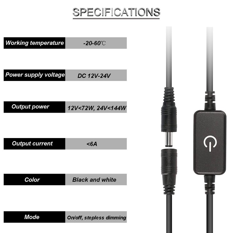 Youmile 2 Pack LED Strip Dimmer Switch, DC 12V-24V, LED