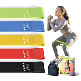 Resistance Loop Exercise Bands, Resistance Bands Exercise Bands for Home Fitness, Stretching, Strength , Physical ,Elastic Workout Bands for Women Men , Set of 5 - Color: Multicolor
