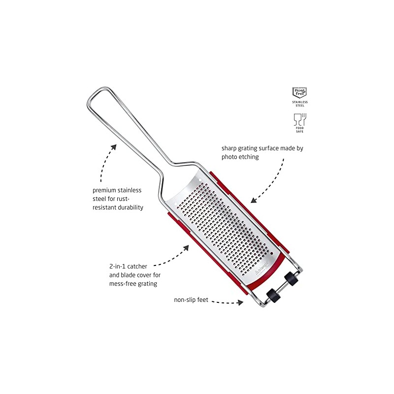 triangle Fine Grater with Removable Catcher - Ultra-Sharp Stainless Steel