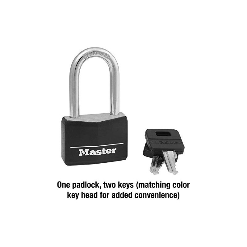 Master Lock Padlock, Covered Aluminum Lock, 1-9/16 in. Wide, Black,