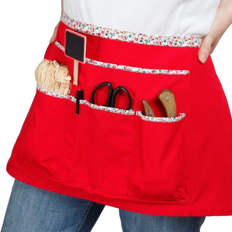La Short Cord Eline Gardeners Apron Red Liberty 64 x