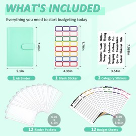 ONLYESH Budget Binder, Budget Binder with Zipper Envelopes, Cash Envelopes for Budgeting, Money Organizer for Cash, 28Pcs Budget Binder with Cash Envelopes(Green)