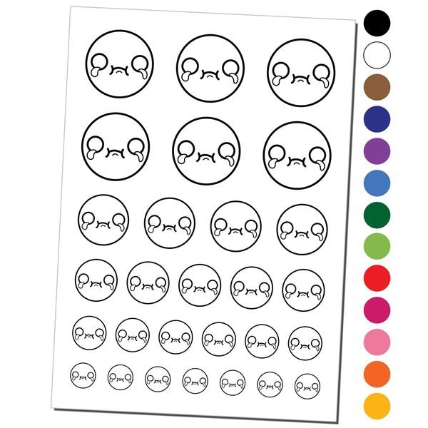 Kawaii Cute Crying Face Temporary Tattoo Water Resistant Fake Body