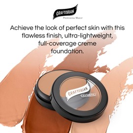 Graftobian HD Glamour Crème Foundation 1/2oz, Weightless Full Coverage Makeup, 65 Inclusive Shades, For All Skin Types, Natural or Full-Glam Looks, For Professionals and Beginners, Temptress