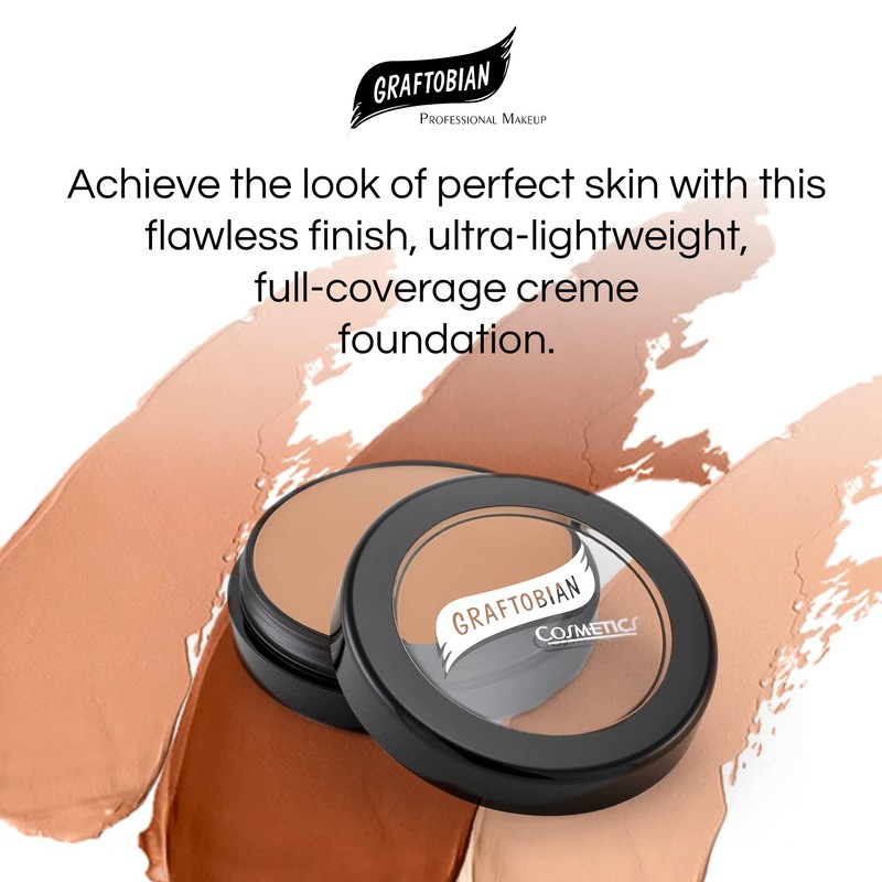 Graftobian HD Glamour Crème Foundation 1/2oz, Weightless Full Coverage Makeup,