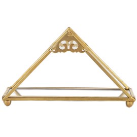 Mirror Jewelry Tray Glass Perfume Storage Tray Jewelry Plate Golden Metal Decorative Tray