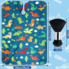 JANYUN Kids Hair Cutting Cape, Professional Kids Barber Cape Cartoon Dinosaur Hairdresser Apron Adjustable Haircut Cape and Neck Duster Brush for Children Kids Adults Salon Barber Supplies