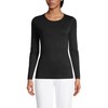 Lands' End Womens Long Sleeve Shaped 1x1 Rib Crew Black