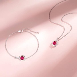 FANCIME Ruby Necklace July Birthstone for Women 925 Sterling Silver Dainty Infinity Link Pendant Red Gemstone Fine Jewelry Birthday Anniversary Valentine's Day Gifts for Women Her