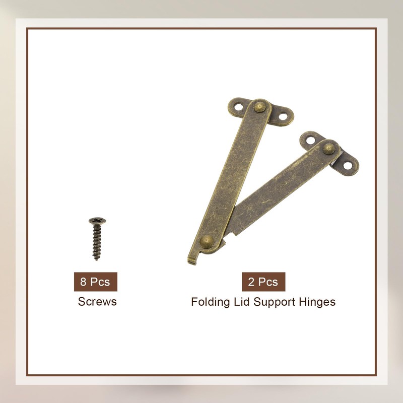 sourcing map 2Pcs 3.2" Folding Lid Support Hinges, Lift Up