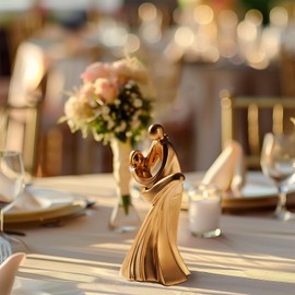 Anniversary Wedding Gifts for Couple/Her - Romantic Dance Couple Statue in Love, Gold Resin Figurine Sweet Loving Together Sculpture Decor (Dance)