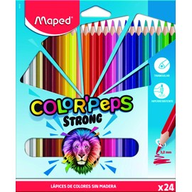 Maped 862752 - Color'Peps Strong - 24 Lápices de color en resina, brillantes, triangulares, ergónomicos - Caja/Pack con 24 colores