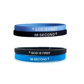 xuzhiyuan GOD IS FIRST IM SECOND Christian Rubber Bracelets Inspirational Engraved Bible Verses Cross Silicone Bracelet for Women Men Faith Gifts-D