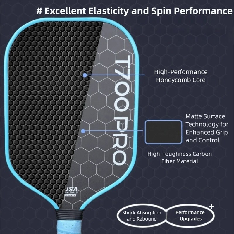 Toolzia T700 Carbon Fiber Pickleball Paddle Frosted Surface Racket with