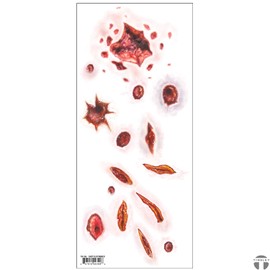 Epic Armoury MW-130046 Shot and Stabbed Temporary Tattoo Transfer, rot, 7,6 x 7,6 cm