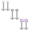 Ruifan 2mm 4mm Opal & 3mm Clear CZ Internally Threaded