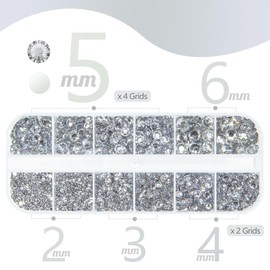 qiipii Silver Clear Resin Rhinestones w B7000 Jewelry Glue for Bedazzling Crafting Crystal White Flatback Stones 2mm 3mm 4mm 5mm 6mm Diamonds Gems Charms for Nails Face Makeup Tumblers Bottles Crafts