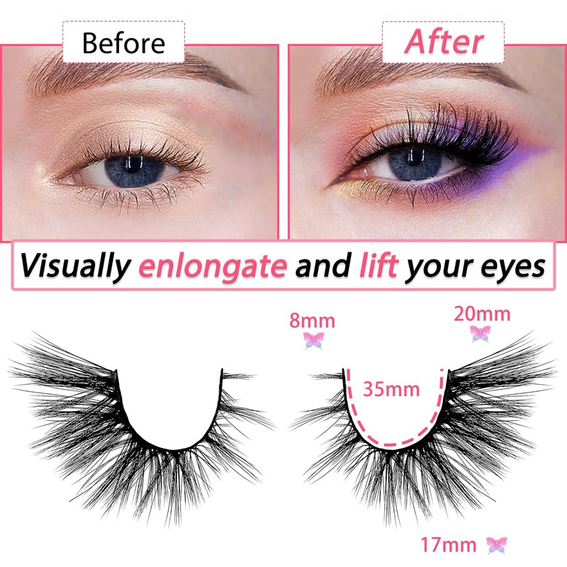 3D False Eyelashes, Cat's Eye, Natural Artificial Eyelash Extensions Set,