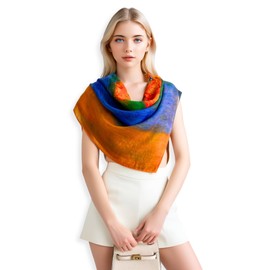 PoeticEHome 100% Cashmere Scarf Wrap - Women Large Soft Square Shawl, Artistic Painting Design | Luxury Gift Box​