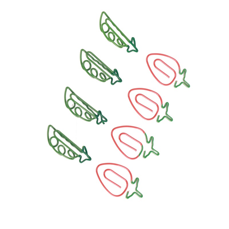 100pcs Metallic Paper Clips Strawberry Pea Shape Antislip Anti Rust
