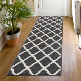 SHACOS Runner Rugs 20"x59" for Entryway Kitchen Hallway Indoor Washable Rug Runner Non Slip Rubber Backing Dirt Trapping Doorway Entrance Runner Rug, Dark Grey