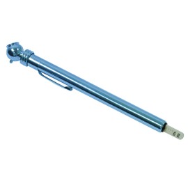 Streetwize - Chrome-Blue Steel Pencil Tyre Pressure Gauge with Angled Head - 10-50 PSI - Ideal for Cars, Vans, Motorbike, Caravan, Bicycle and any other Inflatable