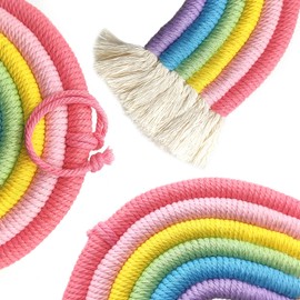 JJQHYC Rainbow Tapestry Macrame Wall Hanging Hand Woven Tapestry Tassels Lovely Rainbow Bedroom Nursery Wall Decoration