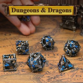Beholder Dice Set, DND Dice Metal Dice Set, ZHOORQI W20 Dice Polyhedral Dice for Dungeons and Dragons, D&D Game Dice Gift (Eye-Blue Number)