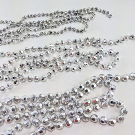 EliteKoopers 5MM Sparkling Faceted Bead Disco Chain Garland for Tree, Stairs, Wedding Decor Art and Craft, Gift Wrap (Silver, 1m)