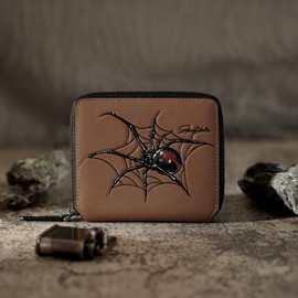 skneephate Zippered Wallets For Men Thin And Small Leather Zipper Wallet With Back Pocket RFID Blocking Gift Idea (brown)