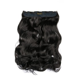 180g BOMBSHELL HAIR EXTENSIONS 24" 5 Clips Curly One Piece Half Head Clip On Hair Extensions Wig(M03 DARKEST BROWN)