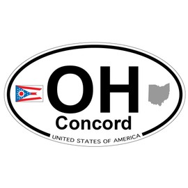 US Decal, Inc. Concord, Ohio Oval Sticker with State Flag
