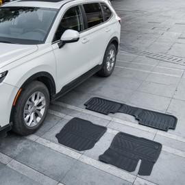 JimAuto® Car Floor Mats for Honda CRV: XPE Carpet for 2023 2024 2025 Gas Hybrid EX EX-L LX Sport Touring Model All Weather Accessories Rubber Interior Liner Front Second Row Set Floorliner Black 3PCS