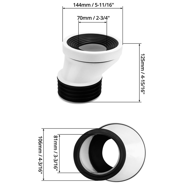 QWORK® 50mm Toilet Offset pan Connector PVC Waste Pipe Connector