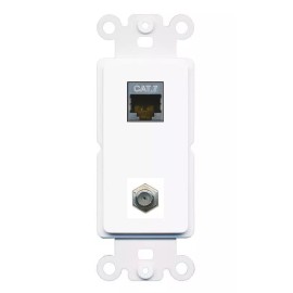Wallplate City 2 Port White Decorative Jack Coupler Keystone Rocker CAT7 COAX Wall Plate