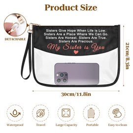 Sister Gifts from Sister Makeup Bag Best Friend Friendship Gift for Soul Sister Clear Cosmetic Bag Thanksgiving Christmas Wedding Birthday Gift for BFF Bestie Sisters Zipper Travel Toiletry Pouch