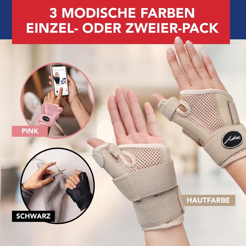 Dr. Arthritis Doctors Designed Wrist Bandage, Thumb Brace Left/Right, Wrist