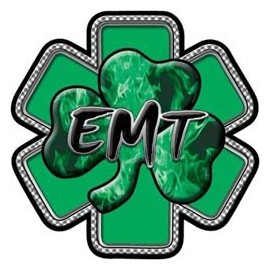 Green Shamrock EMT Star of Life Decal - 24" h - REFLECTIVE