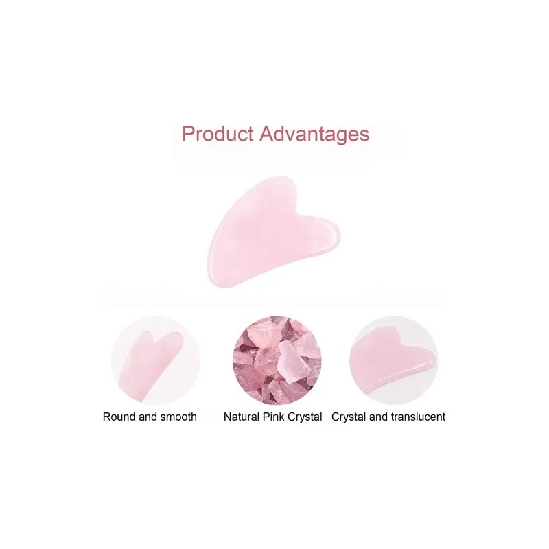 - Gua Sha De Piedra De Cuarzo Rosa 100% Auténtica