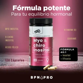 Inositol myo inositol y d-chiro inositol para Bienestar Femenino Proporción 40 1 Ácido Fólico + Vitamina D3 120 Cápsulas BPN PRO