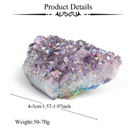 Sahoottie Titanium Coated Amethyst Druze Crystals Druze Geode Gemstone Natural Raw Stone Energy Irregular Reiki Decoration